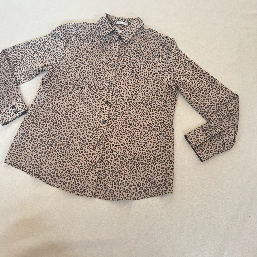 Chicos Animal Print No Iron Effortless Shirt Love Leopard Lisa‎ Size 6 - Picture 4 of 13